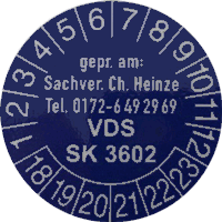 VdS Prüfplakette für SK3602 VdS Prüfplakette für SK3602